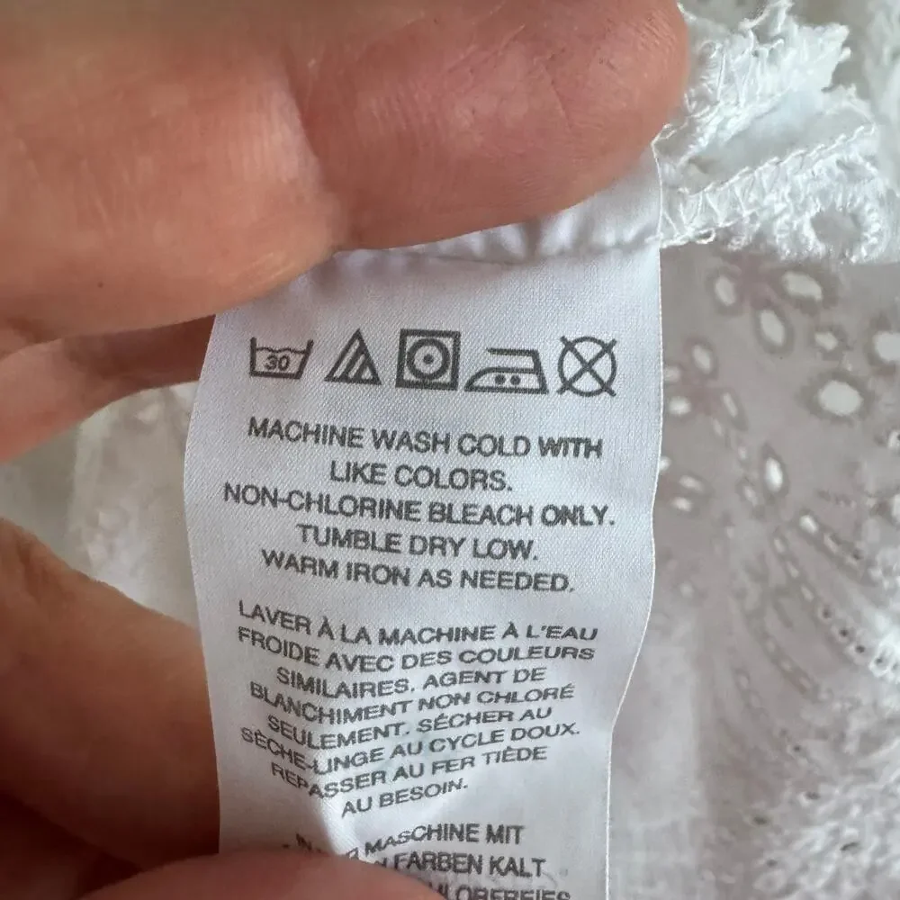 J. Crew Mini Eyelet Dress White Tiered Skirt Sz 14 - Picture 5 of 6